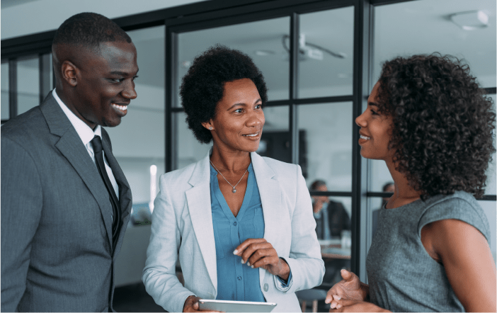 Business professionals in conversation